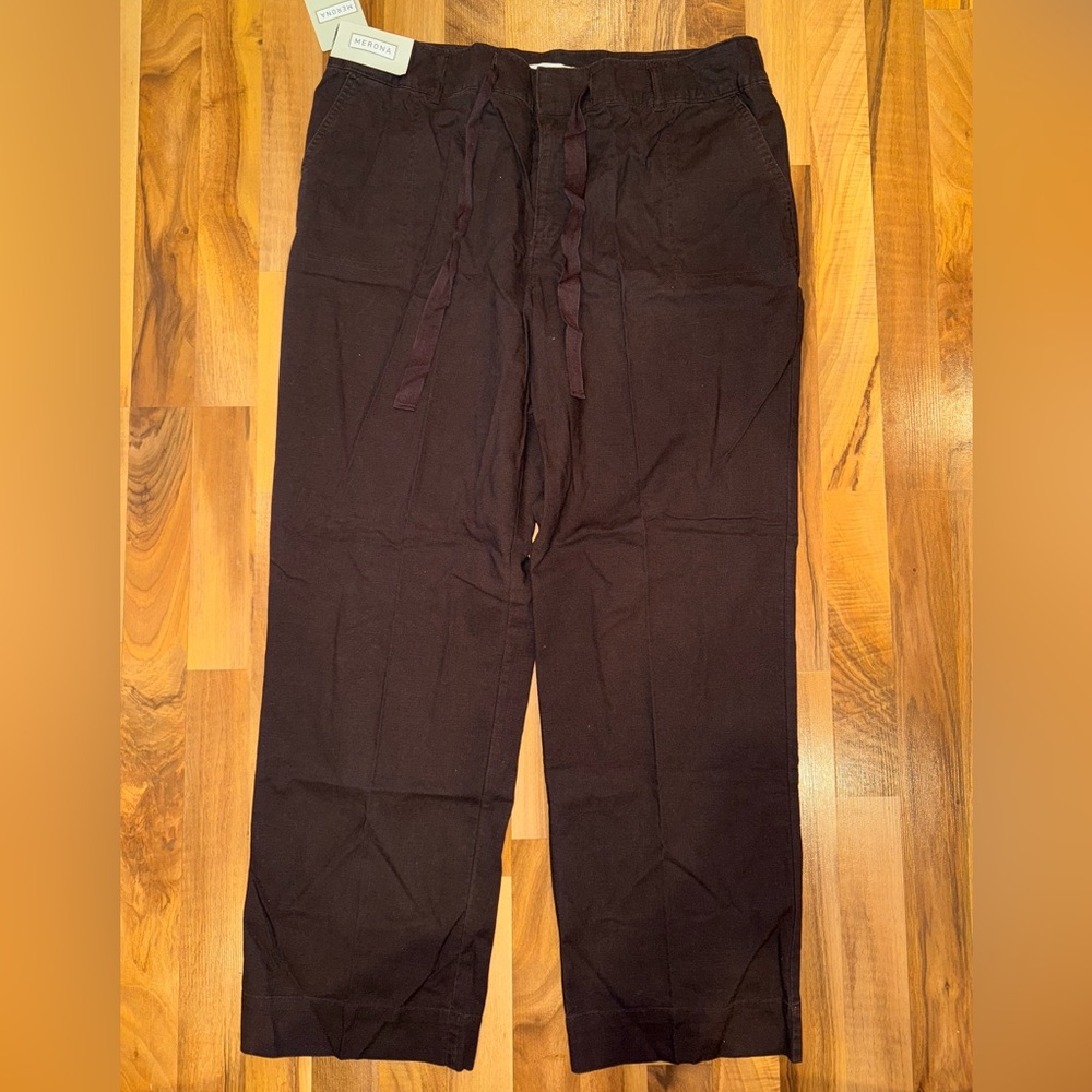 Merona chocolate brown linen blend pants size‎ 18 beach summer lightweight